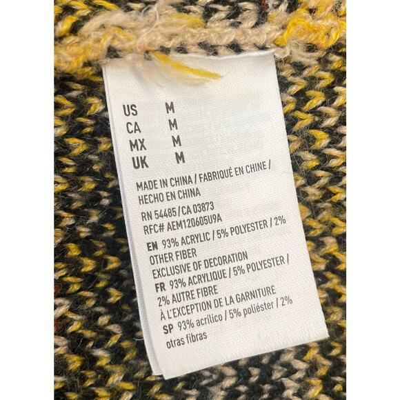 American Eagle Hooded Open Blanket Cardigan Sweater Size Medium Aztec Southwest - Picture 5 of 5